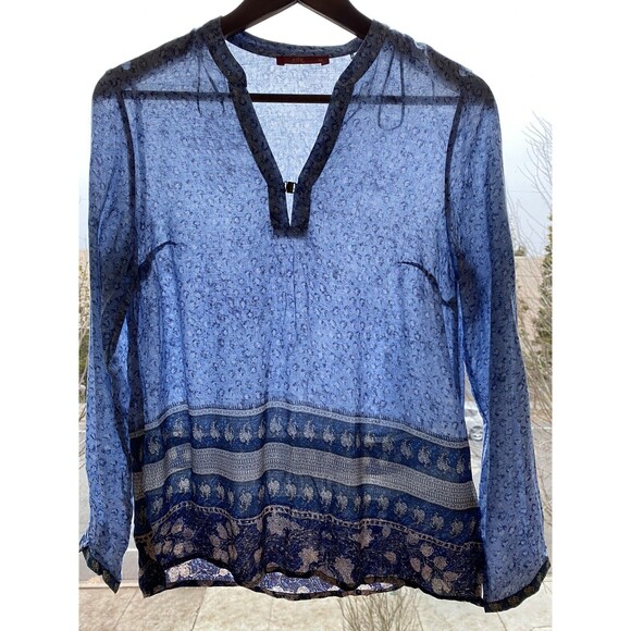 EDC since 98 Womens XS Long Sleeve Blue V Neck Lightweight Tops Shirt - Picture 1 of 9